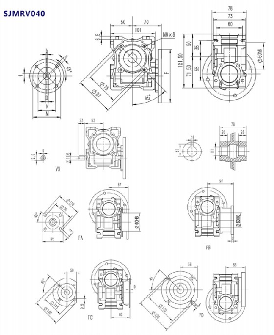 SJMRV040型號蝸輪蝸桿減速機產品安裝尺寸.png SJMRV040型號蝸輪蝸桿減速機產品安裝尺寸.png
