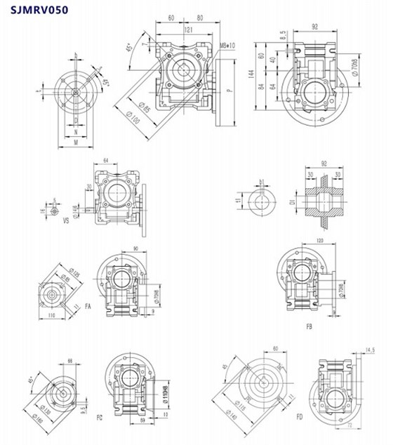 SJMRV050型號蝸輪蝸桿減速機產品安裝尺寸.jpg SJMRV050型號蝸輪蝸桿減速機產品安裝尺寸.jpg