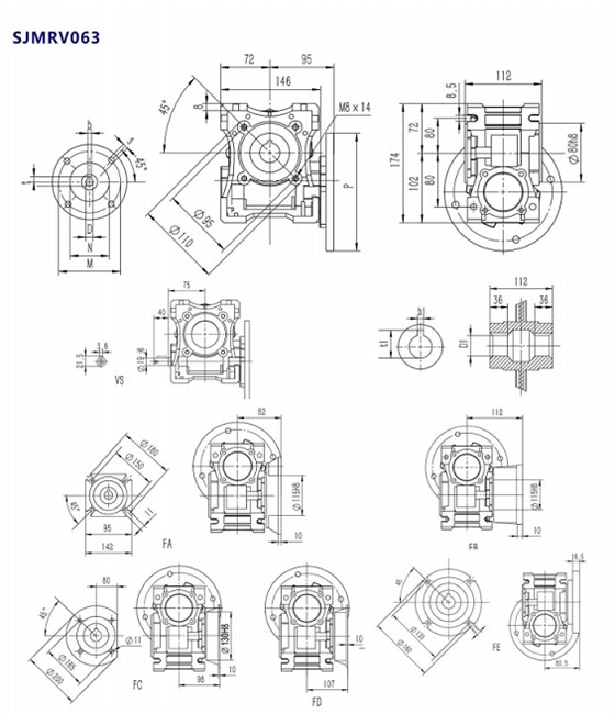 SJMRV063型號蝸輪蝸桿減速機尺寸圖紙.png SJMRV063型號蝸輪蝸桿減速機尺寸圖紙.png